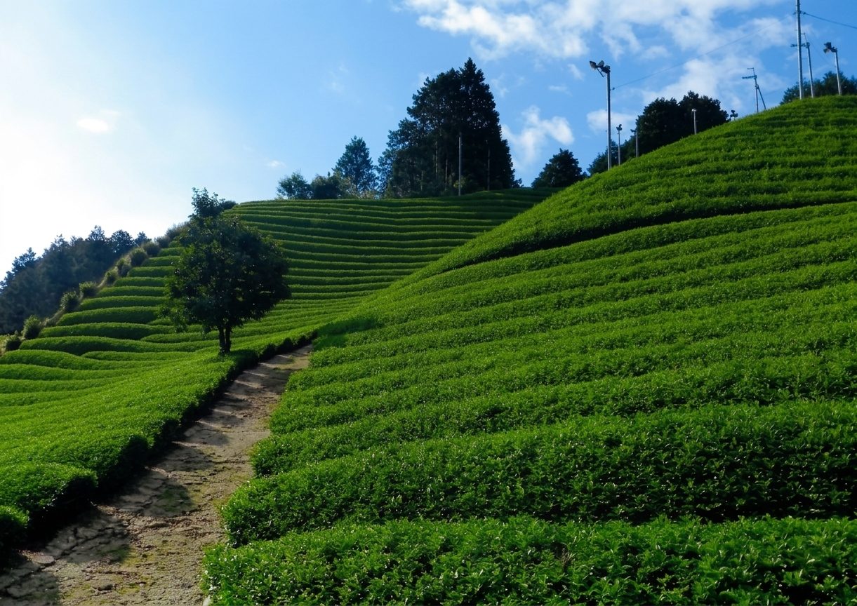 白栖の茶畑をぬける小道